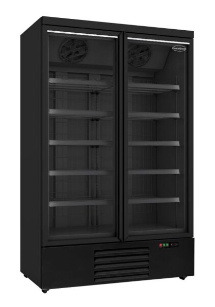 Combisteel Geferierschrank JDE-1000F BL - 2 Glastüren, Türheizung, Umluftkühlung