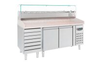 Combisteel Pizzatisch, 2 Türen, 7 Teigschubladen