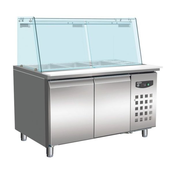 Bäckerei Kühltisch mit Glas 2 Türen 4x 1/1 GN Behälter
