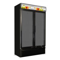 Kühlschrank mit 2 Glastüren schwarz,1120x200 mm