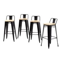 Bolero Bistro Hochbarstuhl Mit Holzsitz Schwarz (4 Stück)