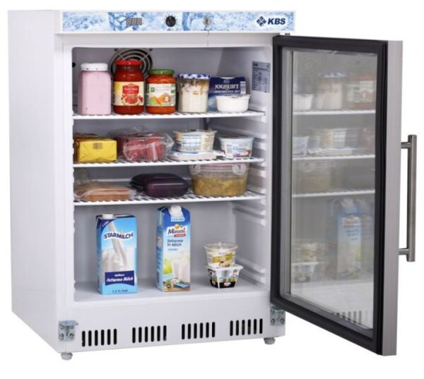 Kleiner Kühlschrank mit Glastür - Tauwasserverdunstung, 600 x 600, weiß