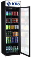 Schwarzer Getränkekühlschrank mit Werbetafel - Umluftkühlung, 385 Liter, schwarz