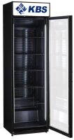 Schwarzer Getränkekühlschrank mit Werbetafel - Umluftkühlung, 385 Liter, schwarz