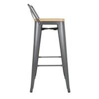 Bolero Bistro Hochbarstuhl Mit Holzsitz Grau (4 Stück)