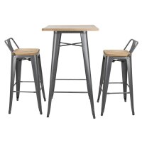 Bolero Bistro Hochbarstuhl Mit Holzsitz Grau (4 Stück)