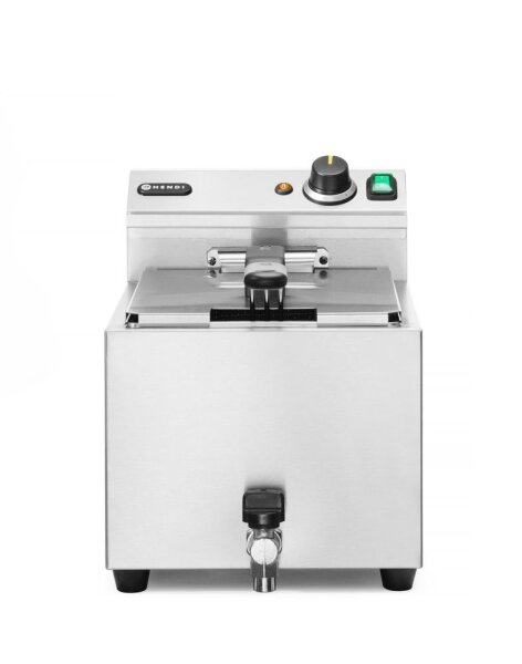 Fritteuse 10 Liter Edelstahl - XL Tischfritteuse mit Ablasshahn, Edelstahl, 400V