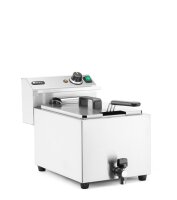 Fritteuse 10 Liter Edelstahl - XL Tischfritteuse mit Ablasshahn, Edelstahl, 400V