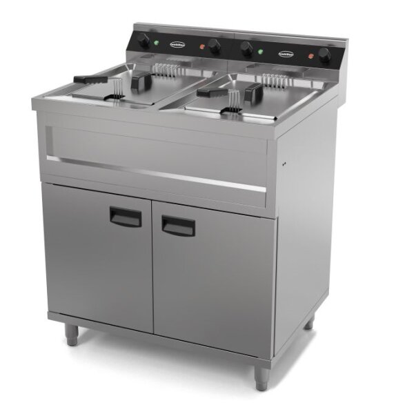 Gastro Elektro-Fritteuse 2x12L – 12 kW, mit Kaltzone, professionell