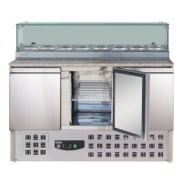 Combisteel Pizzatisch 136 cm mit Granitplatte – 3 Türen, Kühlaufsatz für GN-Behälter