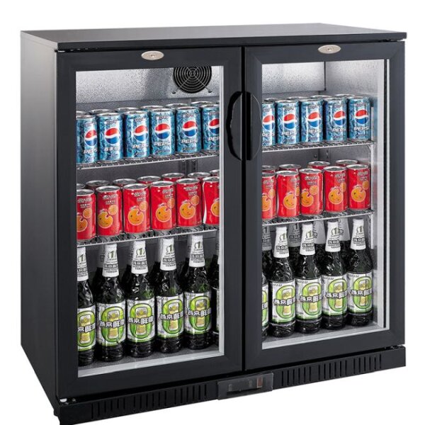 Schwarzer Barkühlschrank Mit 2 Glastüren, 208 Liter