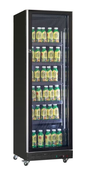 Combisteel Getränkekühlschrank mit 1 Glastür - 387 Liter, Umluftkühlung, schwarz