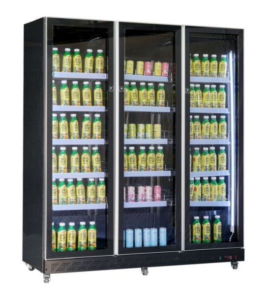 Combisteel Kühlschrank 3 Glastüren Schwarz