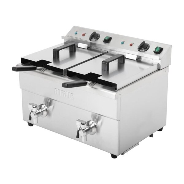 Buffalo Induktionsfritteuse Doppel – Elektro Fritteuse 2x3000W, 15 Liter