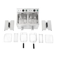 Buffalo Induktionsfritteuse Doppel – Elektro Fritteuse 2x3000W, 15 Liter