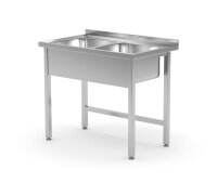 Tisch mit 2 Spülbecken - geschweißt, Tiefe:...