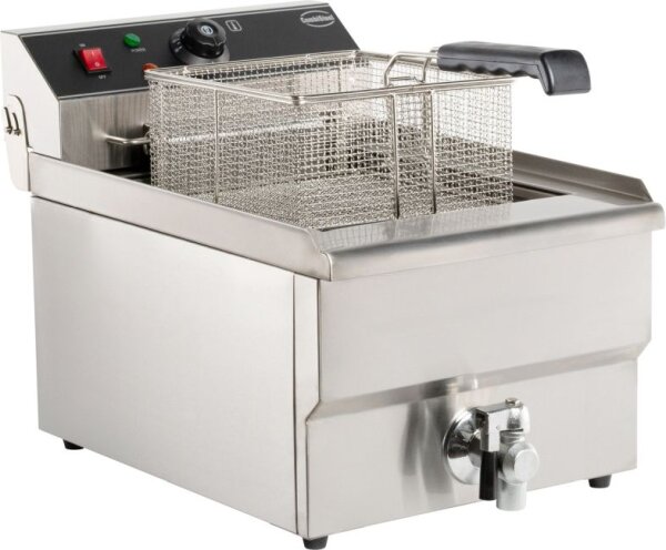 Combisteel Tischfritteuse mit Ablasshahn - 10 Liter, Edelstahl, 400 V