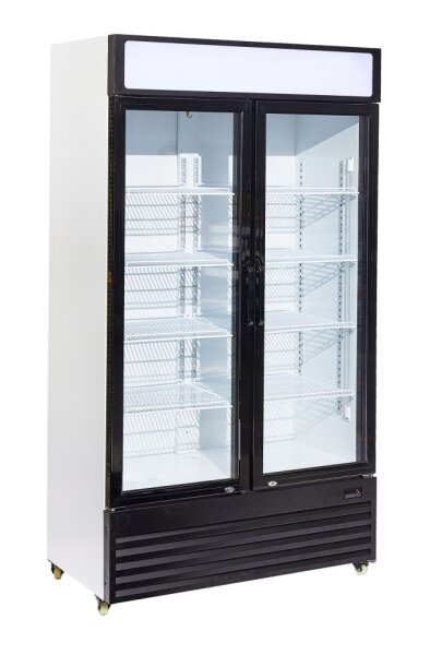 Gewerbe Kühlschrank mit 2 Glastüren - selbstschließende Türen, 750 Liter, Umluft