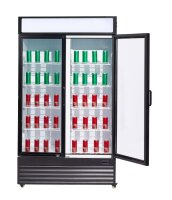 Gewerbe Kühlschrank mit 2 Glastüren - selbstschließende Türen, 750 Liter, Umluft