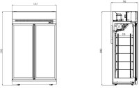 Gastro Tiefkühlschrank INS-1000F BL mit 960 Liter - Umluftkühlung, Türheizung