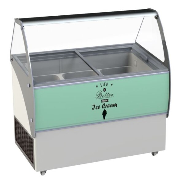 Speiseeisvitrine Bali 354L – mobil für 9 Sorten Eis – mit LED