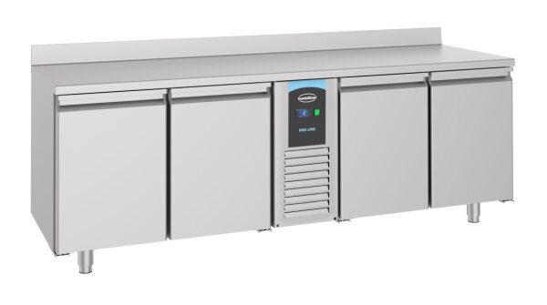 Edelstahl Kühltisch mit Monoblock 4-türig Aufkantung