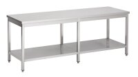 Edelstahl-Arbeitstisch mit Grundboden, 250 x 70 cm