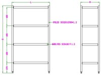 Combisteel Regalsystem mit 4 Böden aus verchromten Stahl 900x500x1800mm