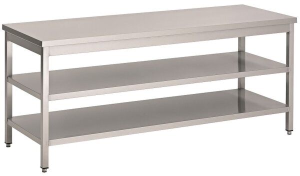 Combisteel Arbeitstisch mit 2 Böden aus Edelstahl 1400x600x900mm