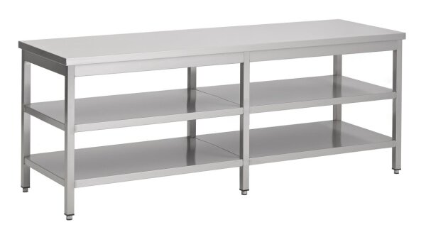 Combisteel Arbeitstisch mit 2 Böden aus Edelstahl 2200x800x900mm