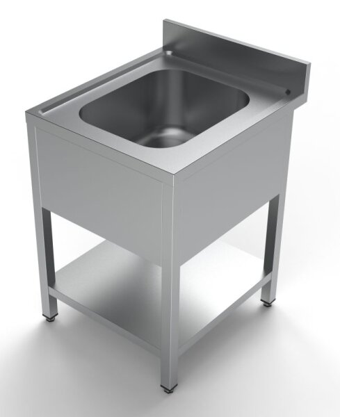 Combisteel Spültisch mit 1 Becken und Grundboden Aufkantung  600x700x850mm