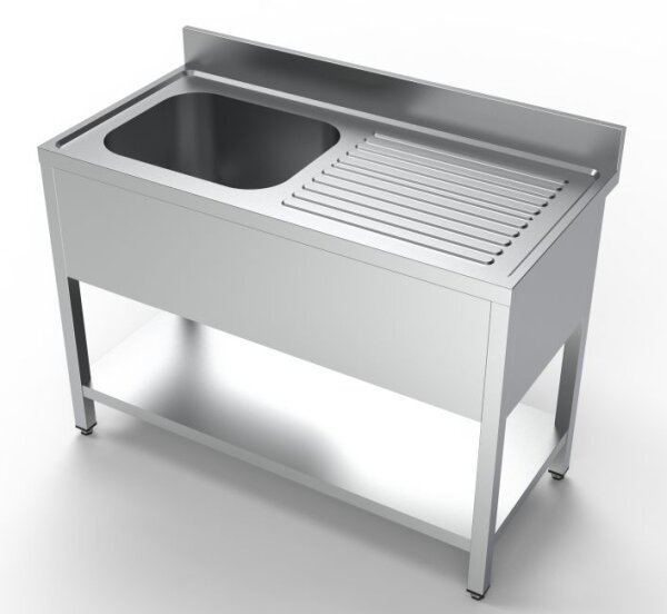 Combisteel Spültisch 1Becken links mit Grundboden aus Edelstahl 1200x600x850mm