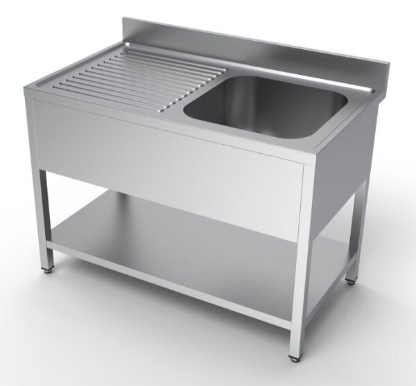 Combisteel Spültisch 1 Becken rechts Grundboden Edelstahl 1200x700x850mm