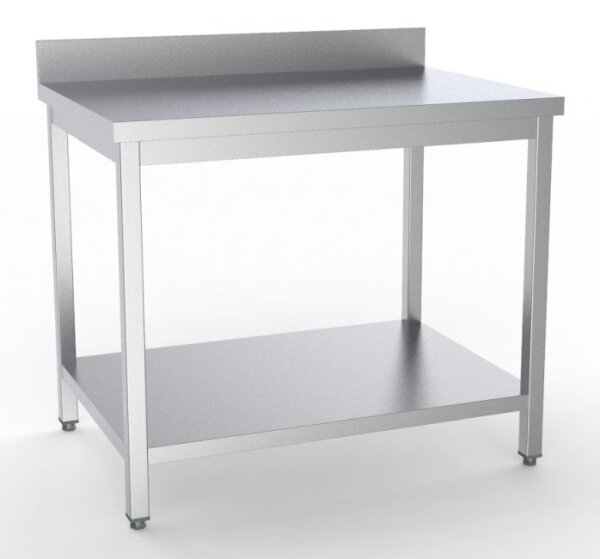 Combisteel Arbeitstisch mit Grundboden Aufkantung aus Edelstahl 1400x600x850mm