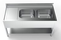 Combisteel Spültisch 2 Becken rechts mit Grundboden...