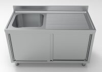 Spülschrank 1400 mit 1 Becken links, Edelstahl
