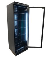 Gastro Kühlschrank mit 382 Liter - schwarz, 1 Glastür & LED-Beleuchtung