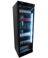Gastro Kühlschrank mit 382 Liter - schwarz, 1 Glastür & LED-Beleuchtung