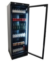 Gastro Kühlschrank mit 382 Liter - schwarz, 1 Glastür & LED-Beleuchtung