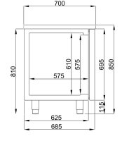 700 Kühltisch 3 Türen ,1865 x 700 x 850 mm