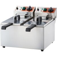 Elektro Doppel-Fritteuse 16L –  2x8L, Edelstahl...