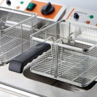 Elektro Doppel-Fritteuse 16L –  2x8L, Edelstahl Tischmodell, 230V