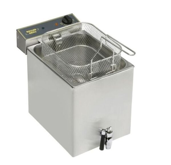 Elektro Tischfritteuse mit Ablasshahn - mit Kaltzone, 12 Liter, Edelstahl