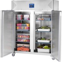Edelstahl-Kühlschrank GN 2/1 mit 2 Türen - 1300...