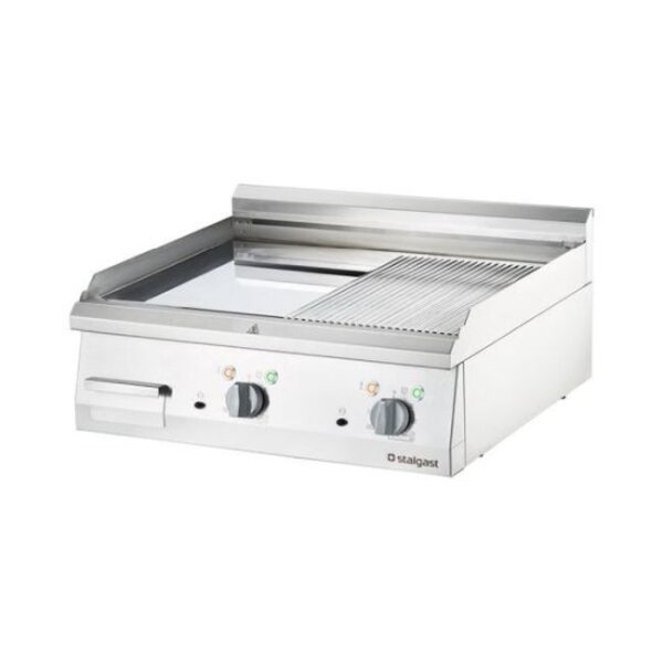 Elektro-Griddleplatte, Verchromt Als Tischgerät Serie 700 Nd - 1½ Glatt / 1½ Gerillt  800X700X250 Mm (Bxtxh)