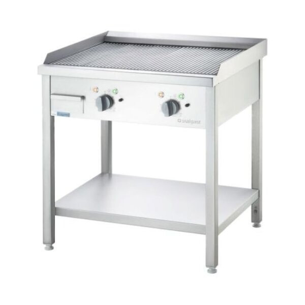 Elektro-Griddleplatte Als Standgerät - Gerillt, Unterbau Offen, 800 X 700 X 850 Mm (Bxtxh)